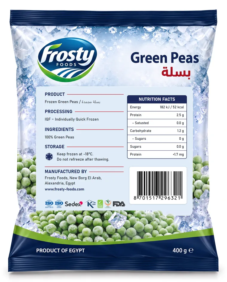 Green Peas — back of pack